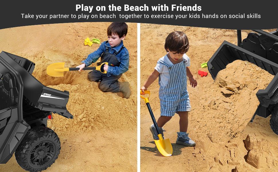 【GARVEE】24V Ride On Dump Truck for Big Children - 4x4 Electric Vehicle with Remote Control, Shovel, Bluetooth, Music, and Durable Outdoor Design for Active Play