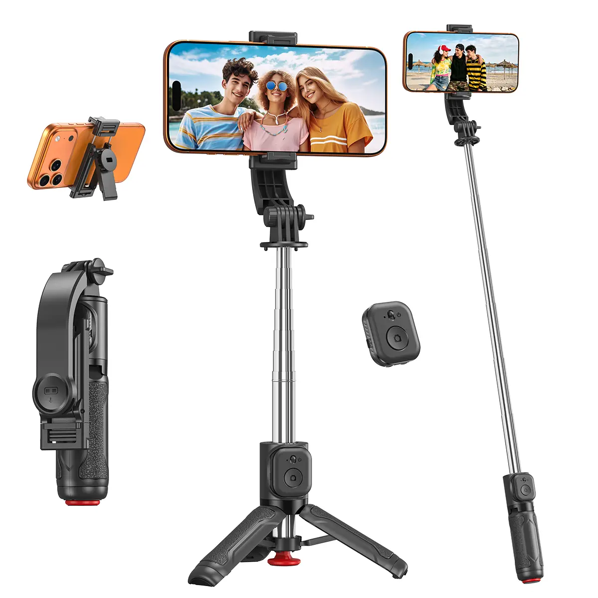 [BackToSchool]2-in-1 Portable Smartphone Cellphone Stand & Clip Accessory, Upgraded Pop-up Mini Selfie Stick with Detachable Design for Enhanced Convenience, Accessories, Foldable
