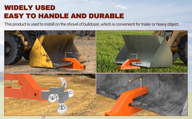 GARVEE 2 Inch Clamp-On Trailer Hitch Receiver for Tractor Bucket Adapter