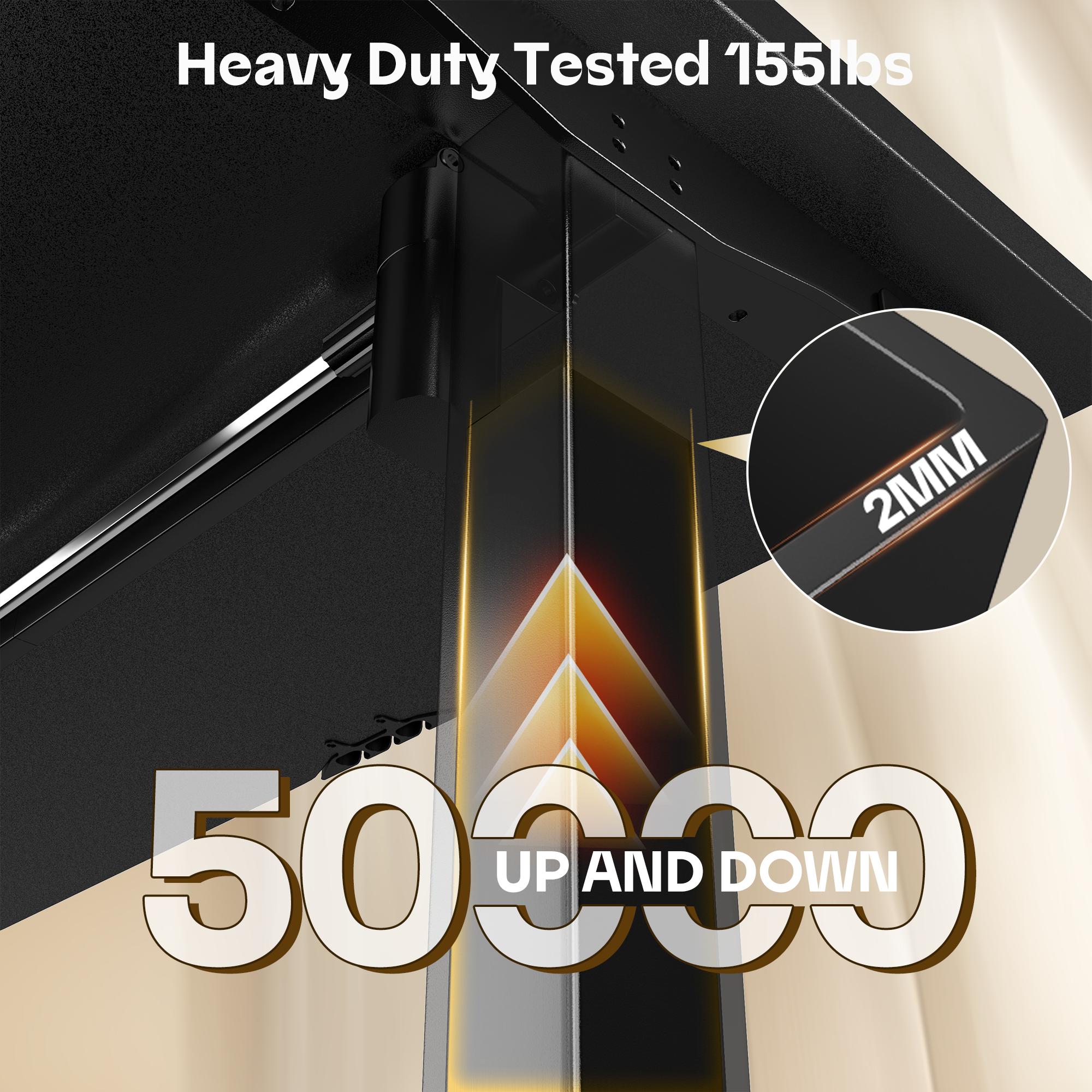 【Smart Memory Height】Raybee Electric Standing Gaming Desk with LED 56'' Sit Stand Up Desk Adjustable Height 3 Memory Preset Computer Home Office Desk with Side Pocket