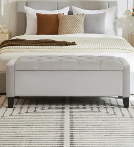3'' Storage Ottoman Bench for Bedroom, End of Bed Bench with Arms, Velvet Storage with Button for Entryway, Living Room,Hallway, Large Organizer End of Bed Foot Rest.