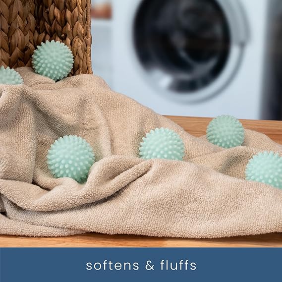 S&T INC. Reusable Plastic Dryer Balls, Fabric Softener for Laundry, Blue, 2.5 in, 6 Pack