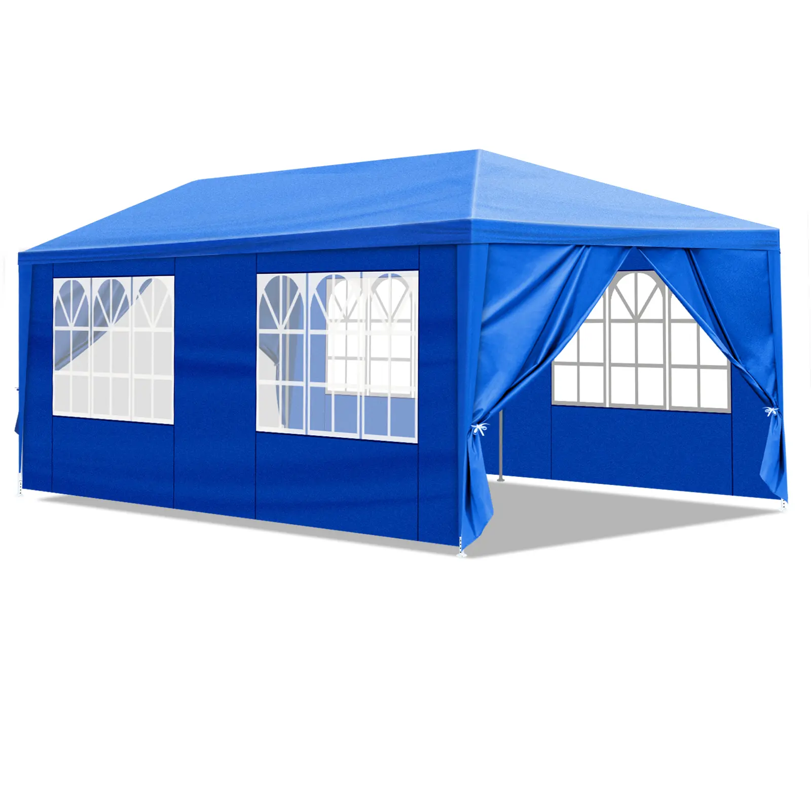 Lixada 10'x20' Rectangular Outdoor Party Tent - Waterproof PE Cloth Shelter, 6 Removable Sidewalls, Ground Stakes, Durable Patio Wedding Gazebo, Outdoor Shade Canopy (Holds 30, Blue), Shade Canopy Canopies