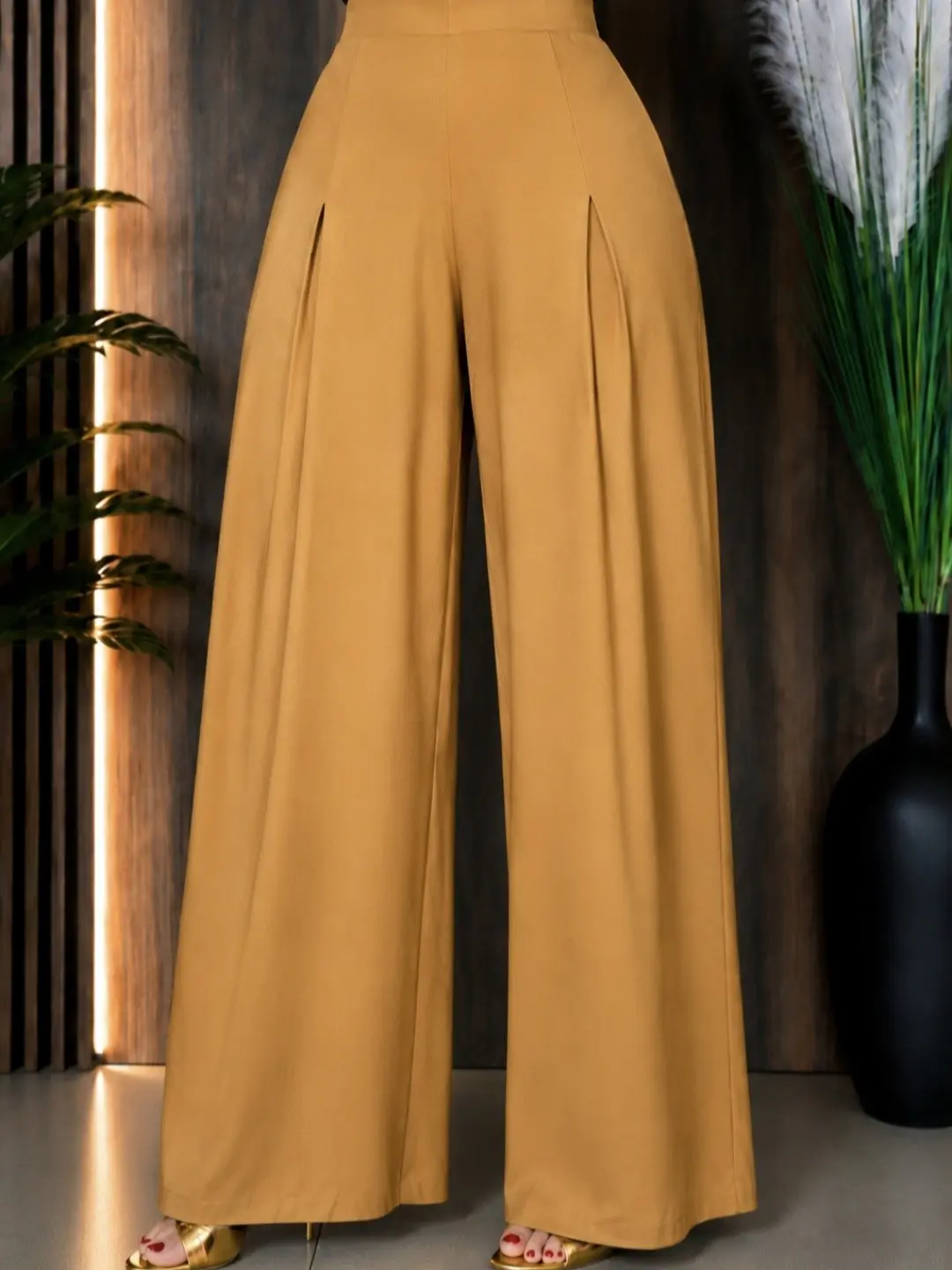 Women's Hadassah Grace Palazzo Pants - High-Waist, Stretch, Elegant, Essential Wide-Leg Bottoms with Premium Fabric for Versatile Style