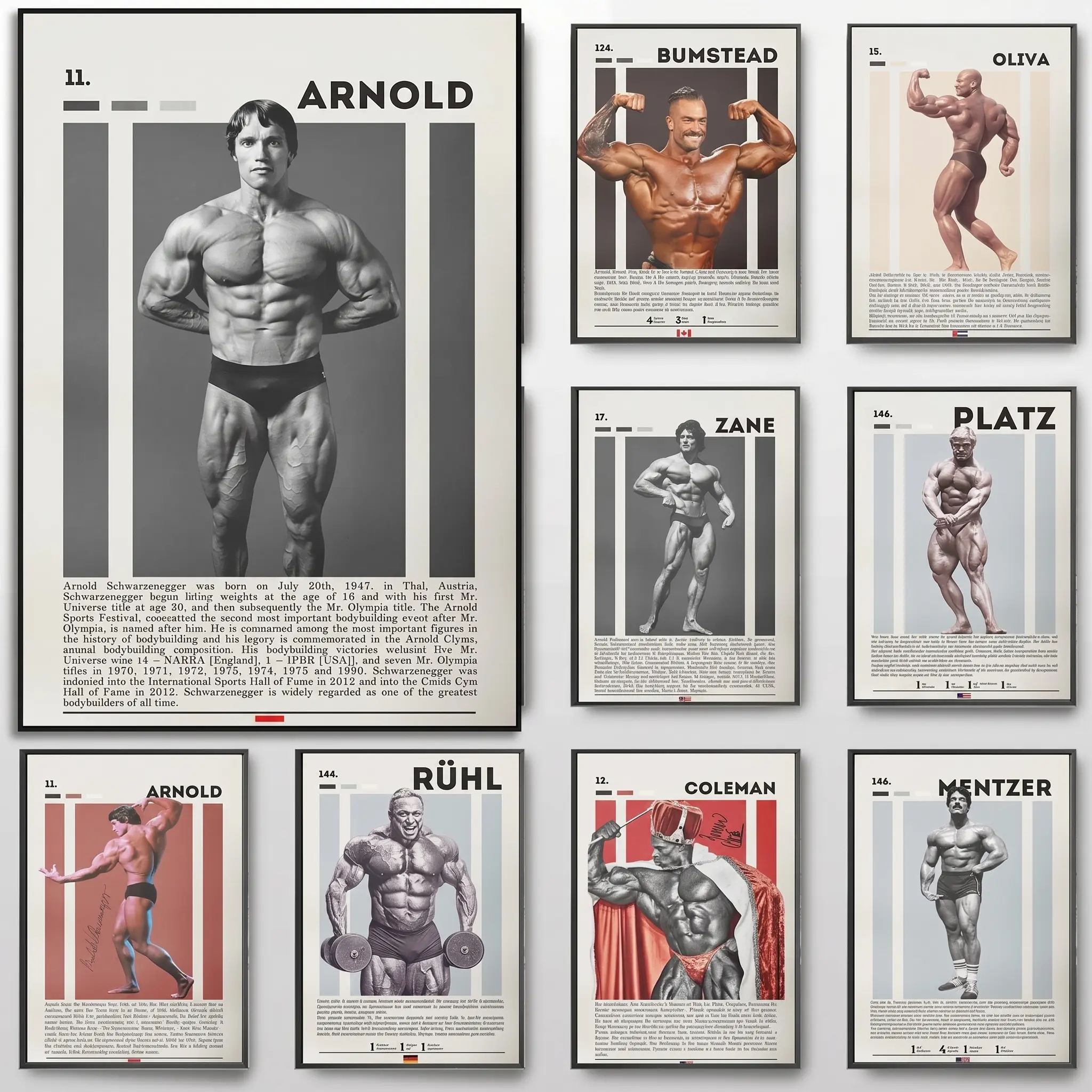 Motivational Gym Fitness Bodybuilding Canvas Posters - Tom Platz, Arnold Schwarzenegger Vibrant Eco-Friendly Wall Art, Home Decor Products for Wall Hanging, Ideal Gift