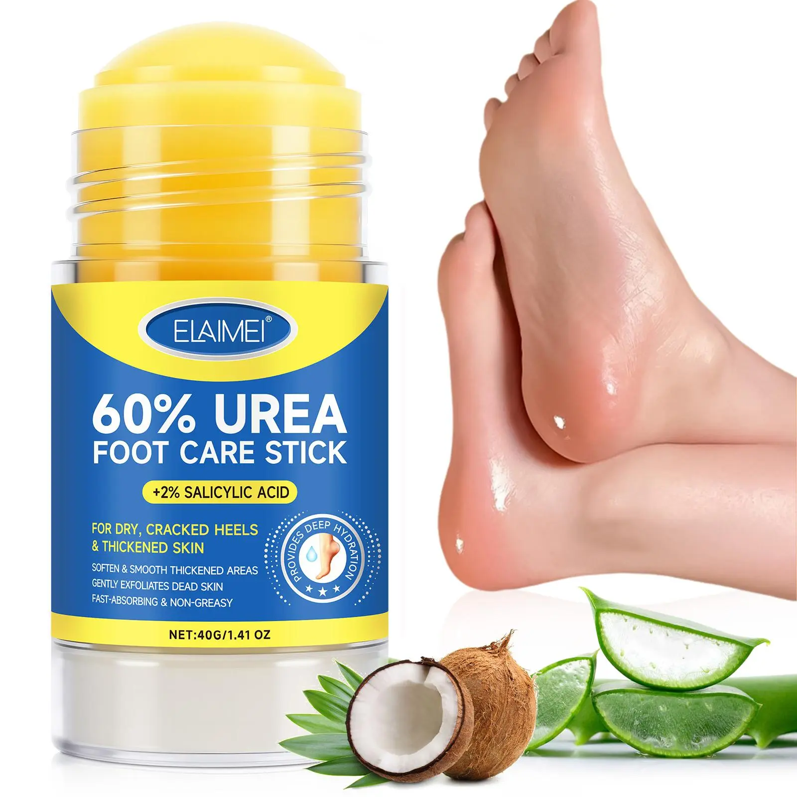 60% Urea 2% Salicylic Acid Foot Stick Cracked Repair Product Exfoliation Dead Skin Removal Softening Moisturize Smooth Skin Care