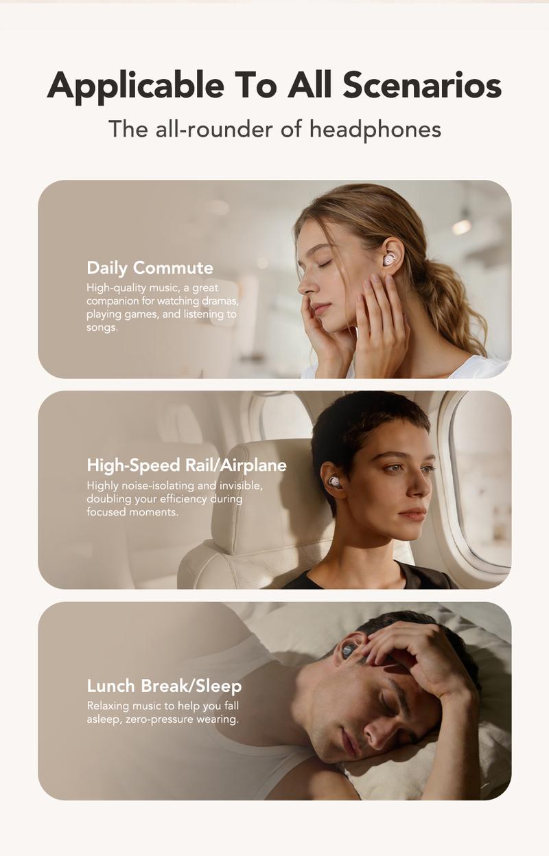 MINISO MS217 Wireless Earbuds Bluetooth 6.0 Headphones, Sleep Earbuds, Waterproof Wireless Earphones, Mini Invisible In Ear Earbuds, Suitable for Office, Sports, Sleeping, Study and Audio Calls, Built in Microphone, Gaming Bluetooth Headphones