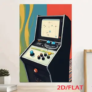 2D Flat, 2D Flat, 1pc Vintage Arcade Canvas Art |   31.5"x47.24" Frameless 2D/FLAT Wall Hanging Decor for Game Rooms, Living Rooms, and Bars - High-Quality Print, Retro Style, Ideal for Industrial, Pop Art, and Vintage Themes	