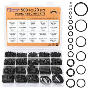 500 Pcs 20 Sizes O Ring Kit,Rubber O-Ring Assortment Kit, Rubber Washers Pressure Washer Gasket Rings Set for Plumbing Various Car Auto Vehicle Repair, Air or Gas Sealing Connections Resist