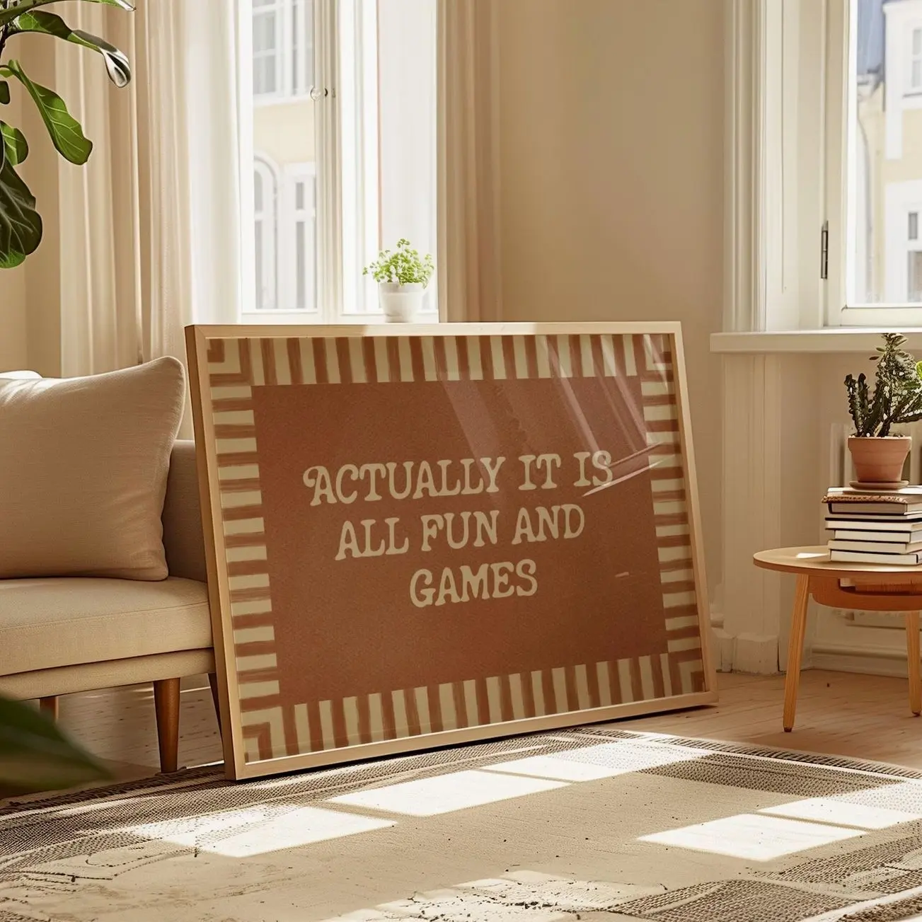 Actually It Is All Fun And Games Poster, Funny Retro Typography Wall Art X