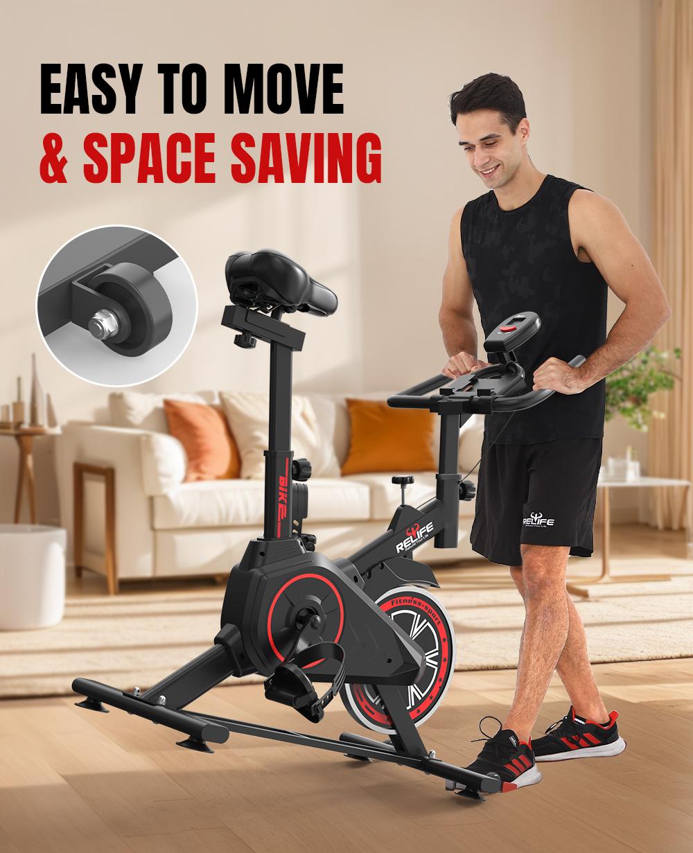RELIFE REBUILD YOUR LIFE Mini Exercise Bike Compact Stationary Bike Silent Indoor Cycling for Small Space w/Adjustable Seat, Smooth Pedal & Belt Drive