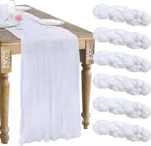 6/10 Pack Table Runner Cheesecloth Table Runner, Romantic Gauze Table Runner for Wedding Party Birthday Boho Table Decoration