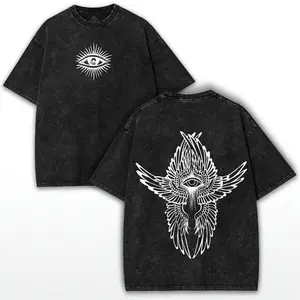 All Seeing Eye Seraphim Tee: Vintage Washed Gothic Streetwear
