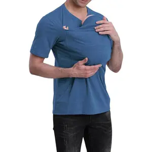 Mens Pocket T-Shirts, Dad Kangaroo Shirt for Baby, Kangaroo Pocket T-Shirt for Men and Women Cotton Menswear