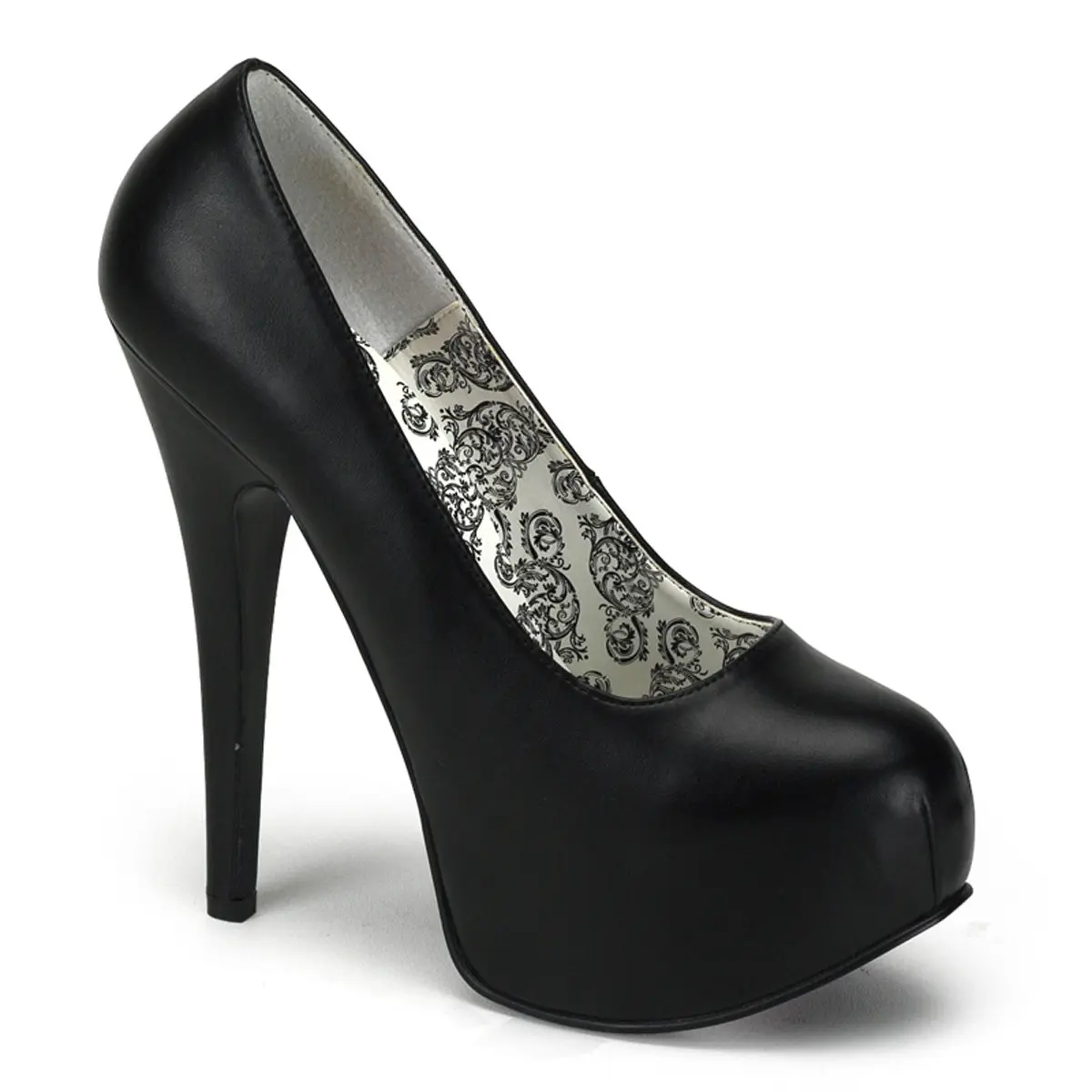 Women's Fashion High Heels - Teeze-06 Stylish Platform Black Synthetic Leather Pump Shoe