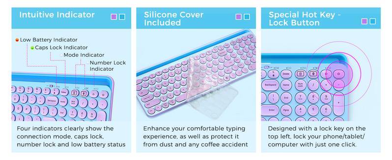 Seenda Bluetooth Keyboard and Mouse for iPad, CTU-301 Multi-Device Bluetooth + 2.4G Wireless Keyboard Mouse with Tablet Holder for MacBook/Windows Computer, iOS/Andriod Tablet Phone