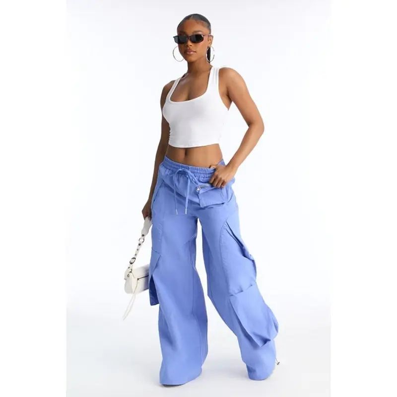 Mind Your Own Business Parachute Jogger - Periwinkle M