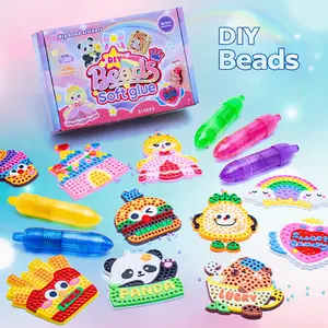 DIY Bead Art & Mosaic Kit for Kids Ages 6-12 Complete Craft Set with 15PCS Colorful Templates Fun Stencils Creative Arts Crafts Activity for Boys Girls