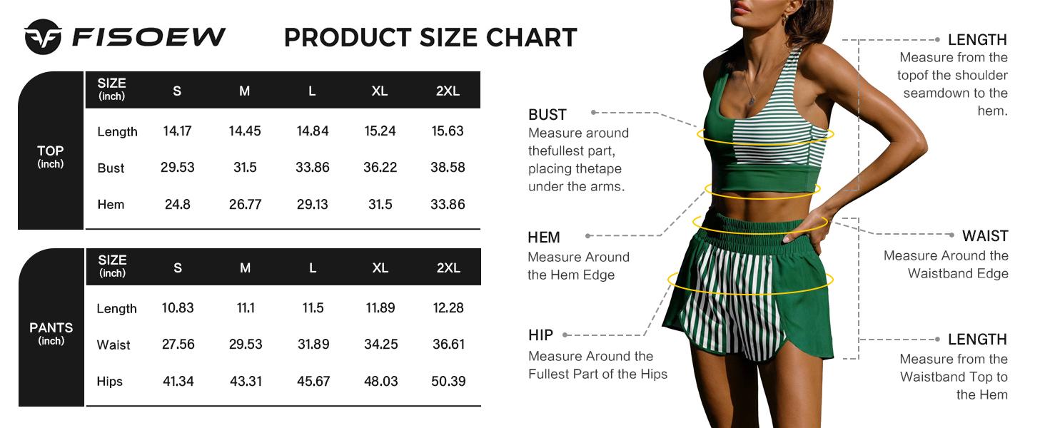 FISOEW Sports 2026 Summer Spring  Women's Colorblock Stripe Activewear Set Racerback Sports Bra & High Waisted Shorts for Gym Game Day & Casual Wear SpringStatements