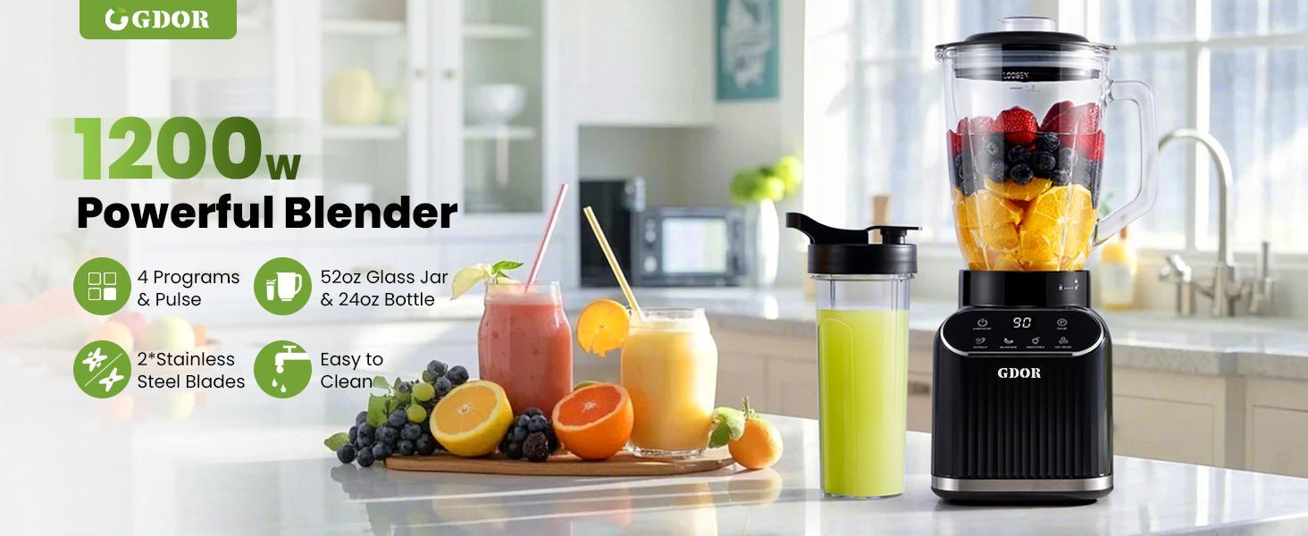Professional Blender, 5 Functions Touchscreen Control Smoothie Blender for Smoothies,Frozen Drinks & Ice Cream, 1200W Countertop Blender with Travel Cup, , 52oz Glass Jar, for Ice Crushing/Sauce/Nut Butter/Soup Professional Blender, 5 Functions Touchscreen Control Smoothie Blender for Smoothies,Frozen Drinks & Ice Cream, 1200W Countertop Blender with Travel Cup, , 52oz Glass Jar, for Ice Crushing/Sauce/Nut Butter/Soup