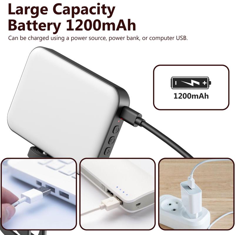 Rechargeable Selfie Light, Clip Fill Light for Phone Laptop Tablet Portable Light for Video Conference Live Streaming Zoom Call Makeup Picture (Black)