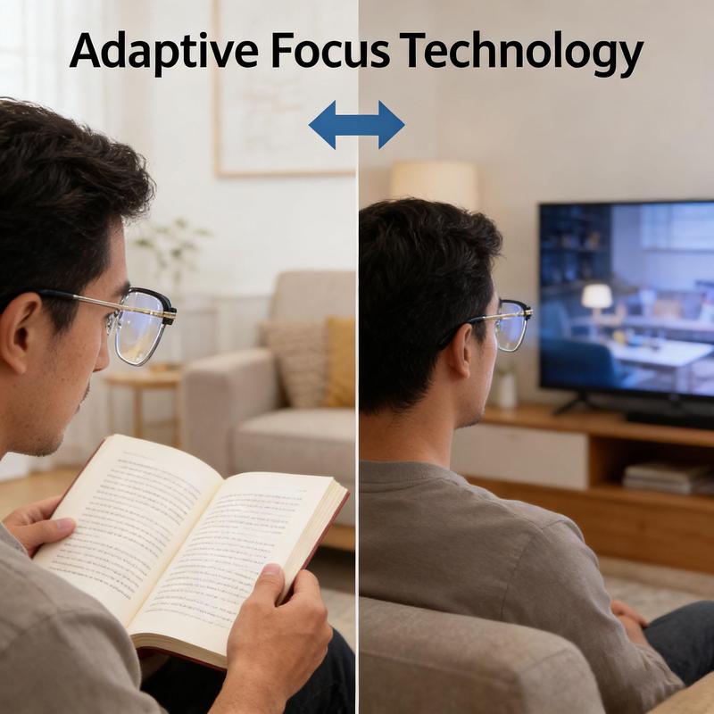 Frameless Smart Zoom Reading Glasses! Auto - adjust +1.00 - 7.00 diopters. Blue light filter for HD eye protection. Unisex with soft silicone nose pads, comfortable, lightweight, durable, convenient & fashionable.