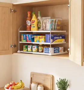 EVERIE 3-Tier Expandable Pull-Out Cabinet Organizer–Heavy-Duty Kitchen Shelf for Foil & Wrap Heavy Boxes-Adjustable Fit