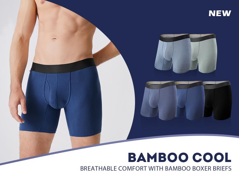 BAMBOOCOOL Men's Breathable Boxer Briefs - 6 Pack, Moisture-Wicking, Sportswear, Athletic, Comfortsoft, Tag-Free, Open Fly Pouch, Christmas Gifts for Men SpringStatements BAMBOOCOOL Men's Breathable Boxer Briefs - 6 Pack, Moisture-Wicking, Sportswear, Athletic, Comfortsoft, Tag-Free, Open Fly Pouch, Christmas Gifts for Men SpringStatements