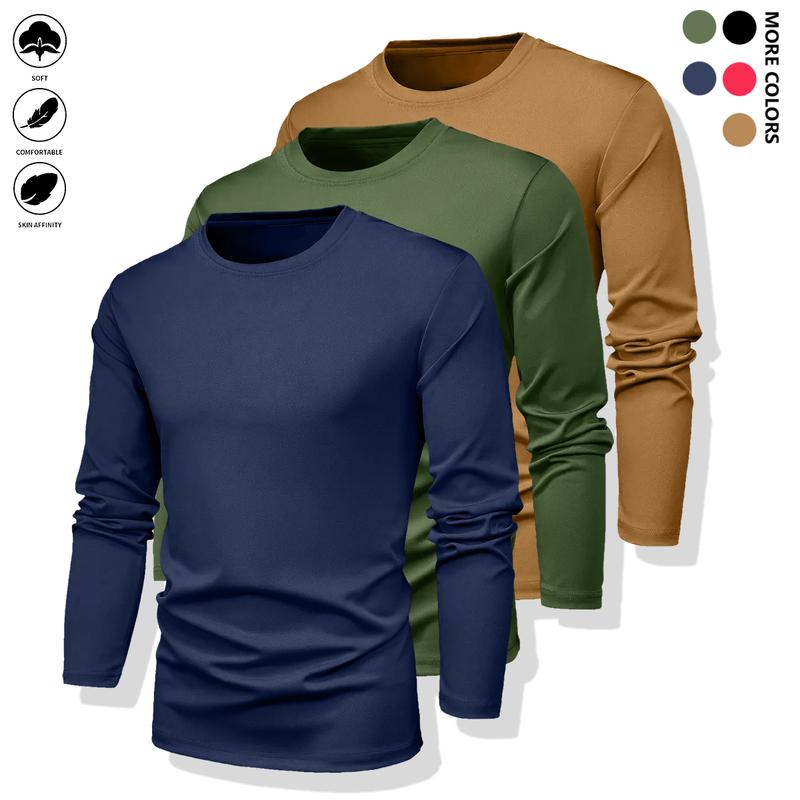 Men’s Long Sleeve T-Shirts – Quick-Dry Gym Shirts with Moisture-Wicking Fabric, Color Options for Workouts, Running, Casual Wear – Breathable Athletic Tops for Active Lifestyles, Workout Shirts, Running Gear, Round Neckline, Stretchy Material