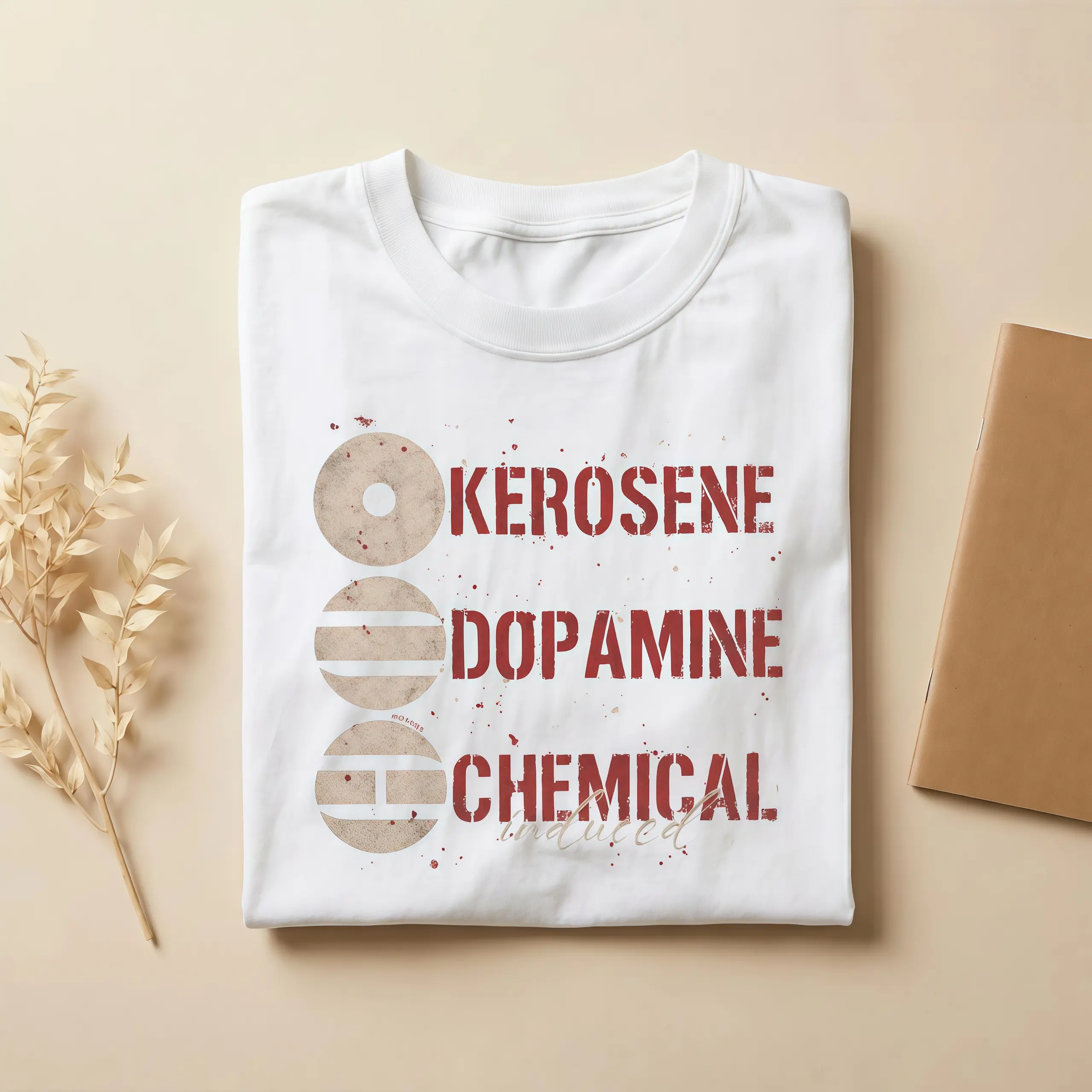 Kerosene Dopamine Chemical Induced Grunge Graphic Tee, Y2K Edgy Alt Aesthetic Typography Statement T-Shirt, Unisex Breathable Casual Cotton Crew Neck Streetwear Top Men Women Gift