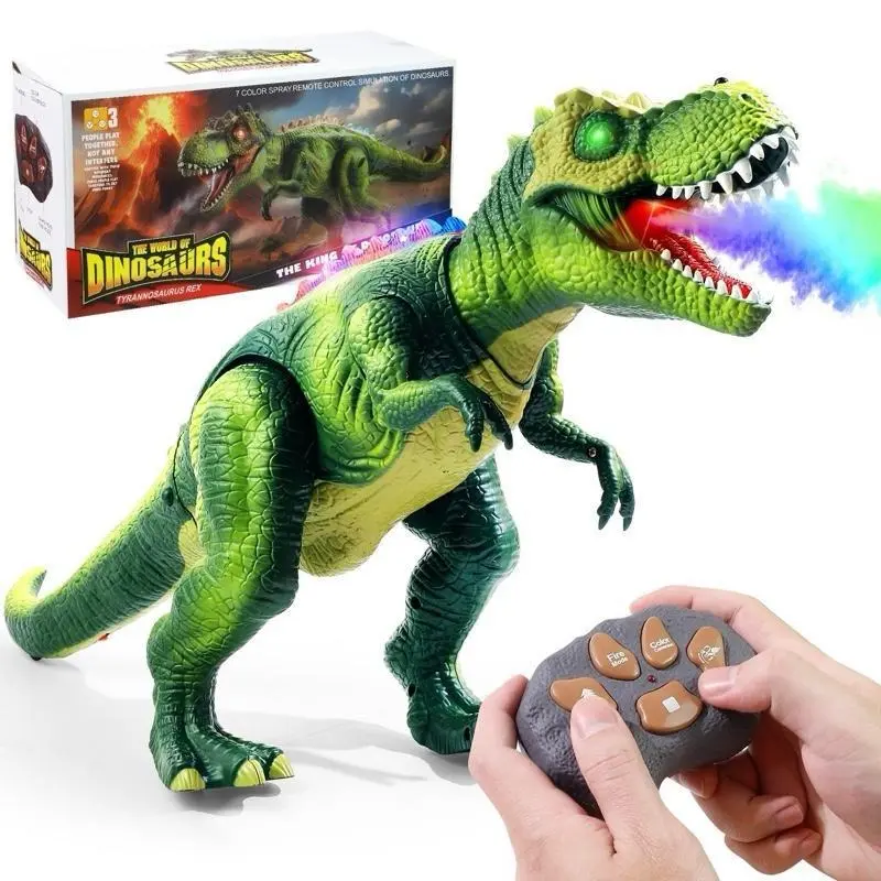 Remote Control T-Rex Dinosaur Toy for Kids RC Dino with Lights, Mist Spray & Realistic Sounds Perfect Gift for Boys
