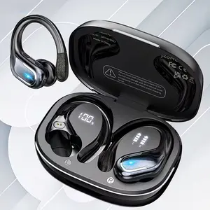 SPZTJK-New Wireless Earbuds for Running Sports, Wireless Earphones with Earhooks Pure Bass Sound, Over Ear Headphones ENC Noise Cancelling with Dual-LED Display, Earphones Built-in Microphone