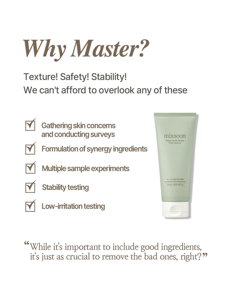 [mixsoon Official Shop] Master Gentle Recipe Foam Cleanser 5.07 fl.oz / 150ml - Korean Skincare for Glass Skin