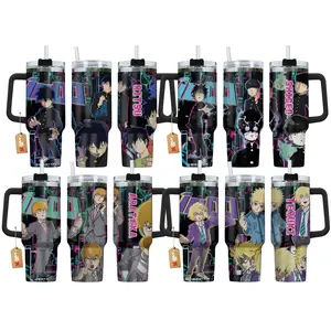 Mob Psycho 100 Anime Manga 40oz Tumbler Stainless Steel with Straw, Lid and Handle - Double Wall Insulated Flasks – Perfect Gift for Fans