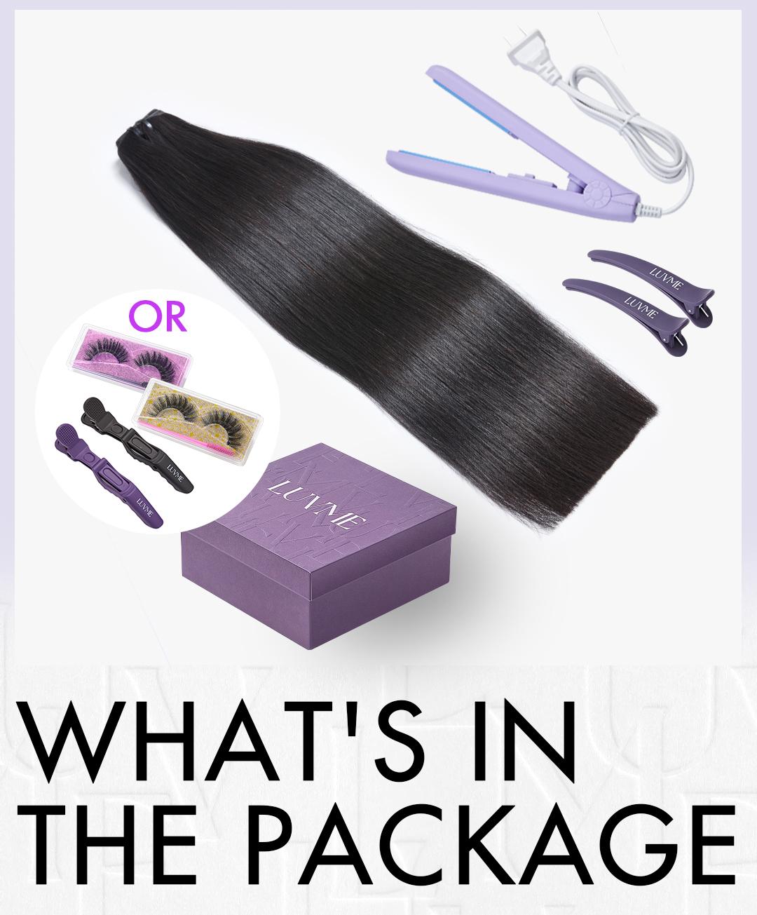 LUVME 100% Virgin Human Hair Extensions Seamless & Invisible Edge Straight, Body Wave, Kinky Curly, Yaki Straight Clip-In