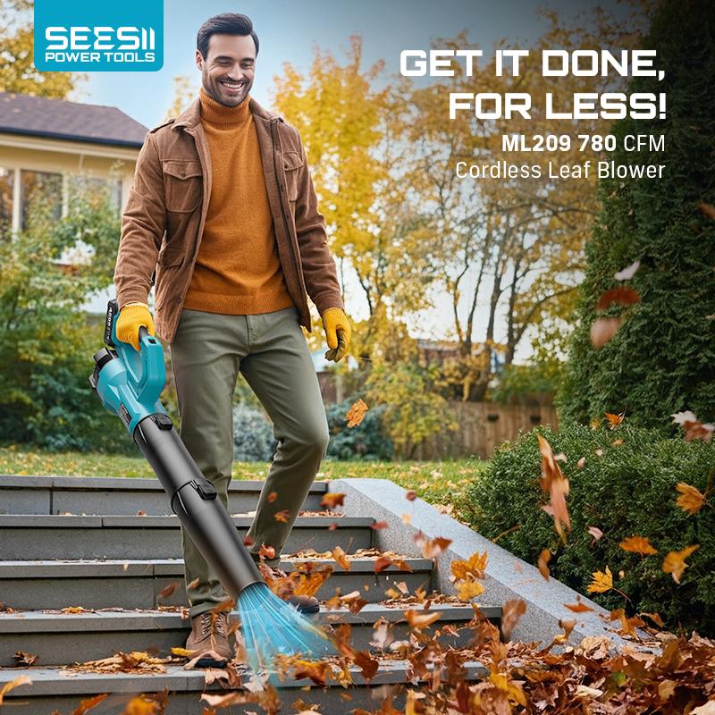 SEESII  Leaf Blower Cordless Electric Leaf Blower/Snow Blower  780CFM/440MPH Brushless Motor 2x4000mAh Batteries Handheld Snow Blower Variable Speed Control Turbo Button Electric Blower for Lawn Care Debris Dust Removal Outdoorfun