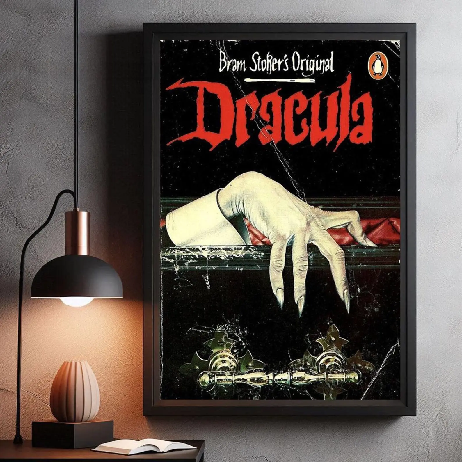 Vintage Gothic Horror Poster - Creepy Coffin Hand Wall Art for Bedroom, Halloween Dark Aesthetic Room Decor, Spooky Unique Home Decor Print, Unique Decor