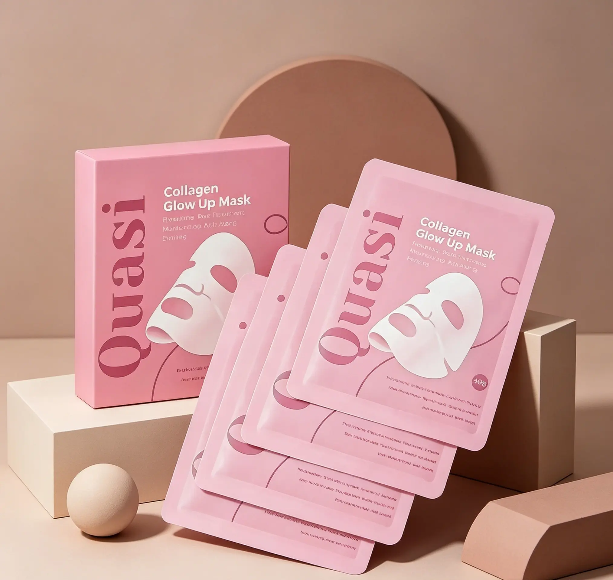 Quasi BioCollagen Face Mask 2.0 — Collagen Glow Up Mask for Deep Hydration, Skin Firming, Wrinkle Reduction & Pore Minimization | Glass Skin Glow Korean Sheet Mask