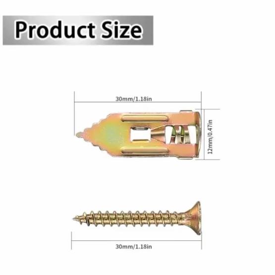 40/80/120PCS Self-Drilling Drywall Anchor Kit with Screws 12x30mm, No Drilling Required, Holds Up to 66 lbs - ldeal for Organizing and Hanging ltems