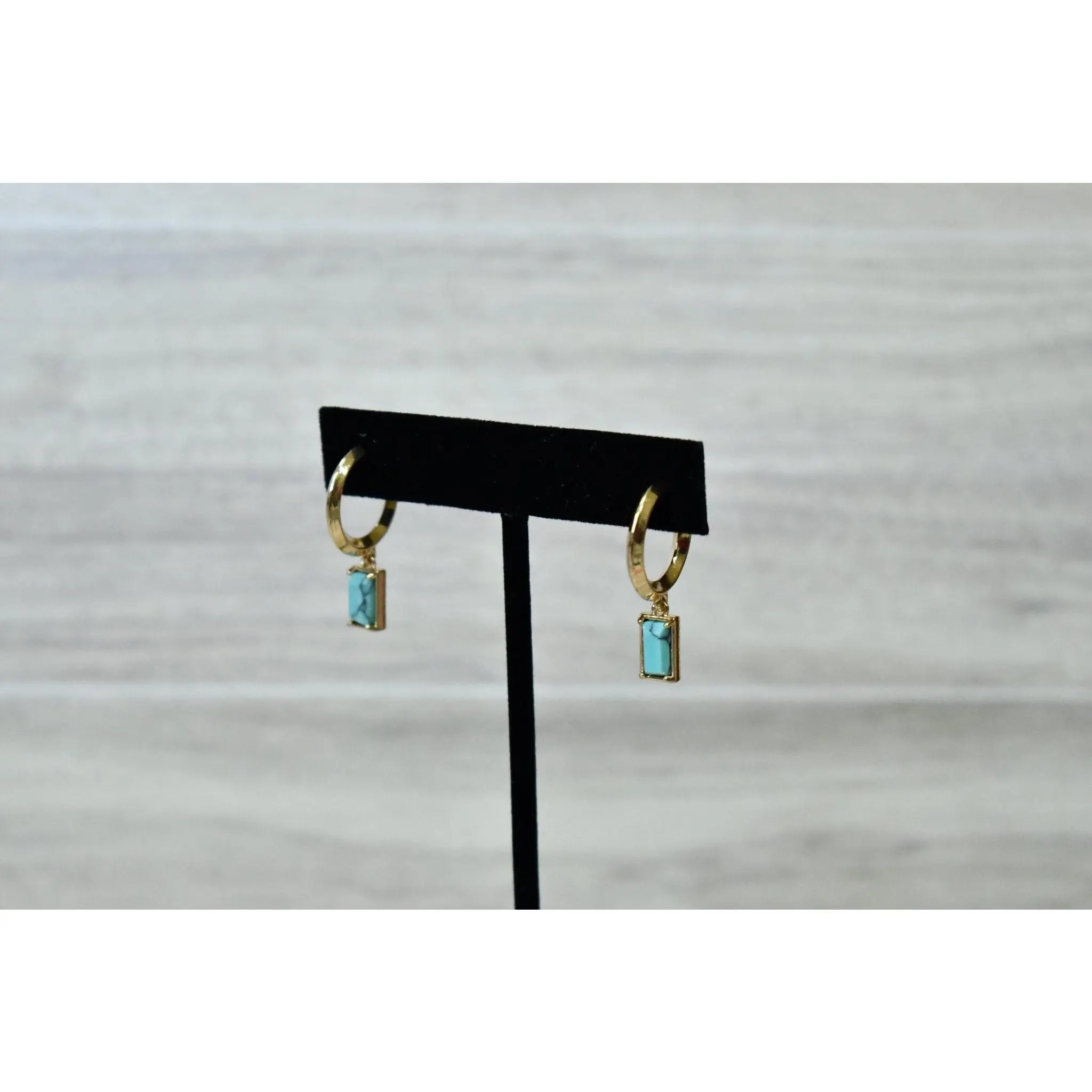 Turquoise Drop Hoop Earrings