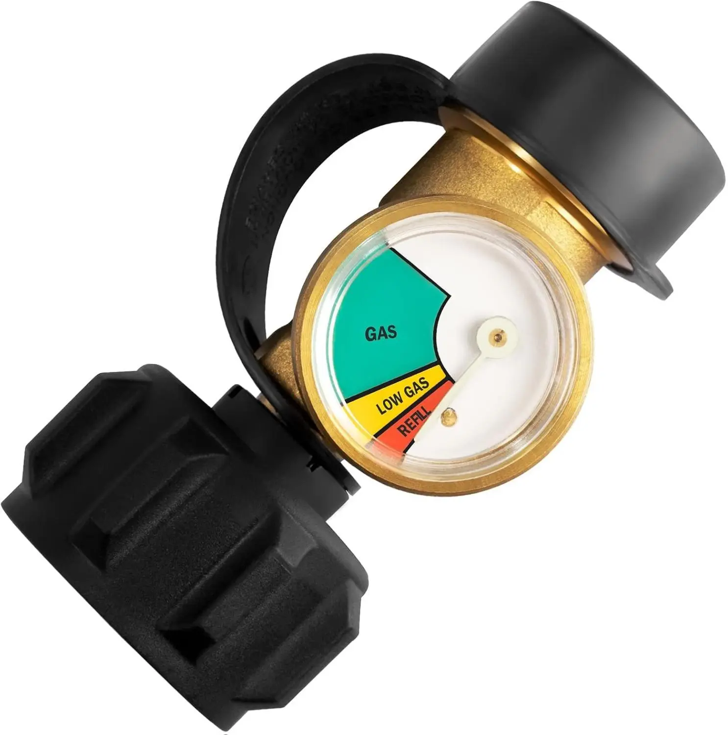 Propane Tank Pressure Gauge - Easy-Read Level Indicator, Leak Detector with Type1 Connection Tool, Brass+Plastic Build, Tool-Free Install for 5 lb to 40 lb Tanks, Ideal for Grilling BBQ Gas Grills, RV Life