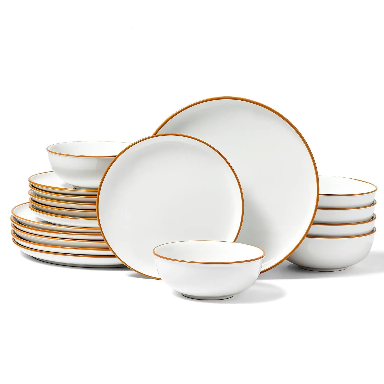 【Summerfinds】VEVOR Multi-Size Tableware Set, Service for 6 (18 PCS) with 10.6" Dinner Plates & 6.4" Soup Bowls, Scratch-Resistant Ceramic, Dishwasher-Microwave Safe, Nest-Stack Save, White, Microwave Reheat