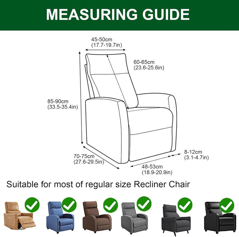 Recliner Chair Covers 4 Pieces Waterproof Small Recliner Sofa Slipcover Stretch Recliner Slipcover for Lazyboy Recliner Chair with Storage Pocket Furniture Protector for Living Room