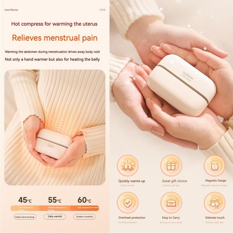 Double Warmth Hand Warmers 2 in 1 Magnetic Rechargeable 3-Second Rapid Heating Split USB-C Reusable Portable Pocket Heater for Christmas Outdoor Golf Hunting Camping Tech Gifts