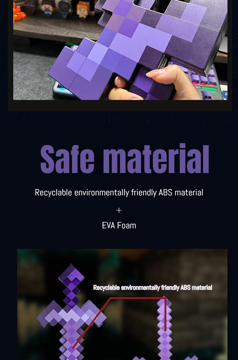 2 in 1 Sword & Pickaxe Transforming Toy with Game-Inspired Light & Sound Effects for Kids