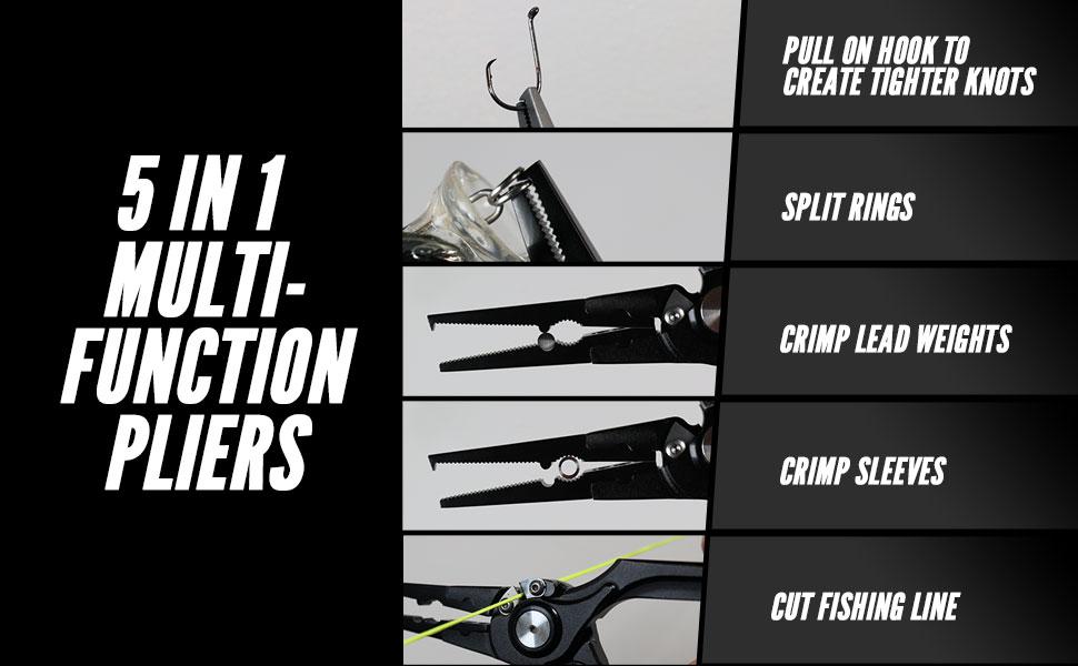 Beyond Fishing Pro Aluminum Series 8 Inch Multifunction Fishing Pliers, Saltwater Resistant Fishing Cutter, Tungsten Carbide Cutters, Corrosion Resistant Teflon Coating with Sheath