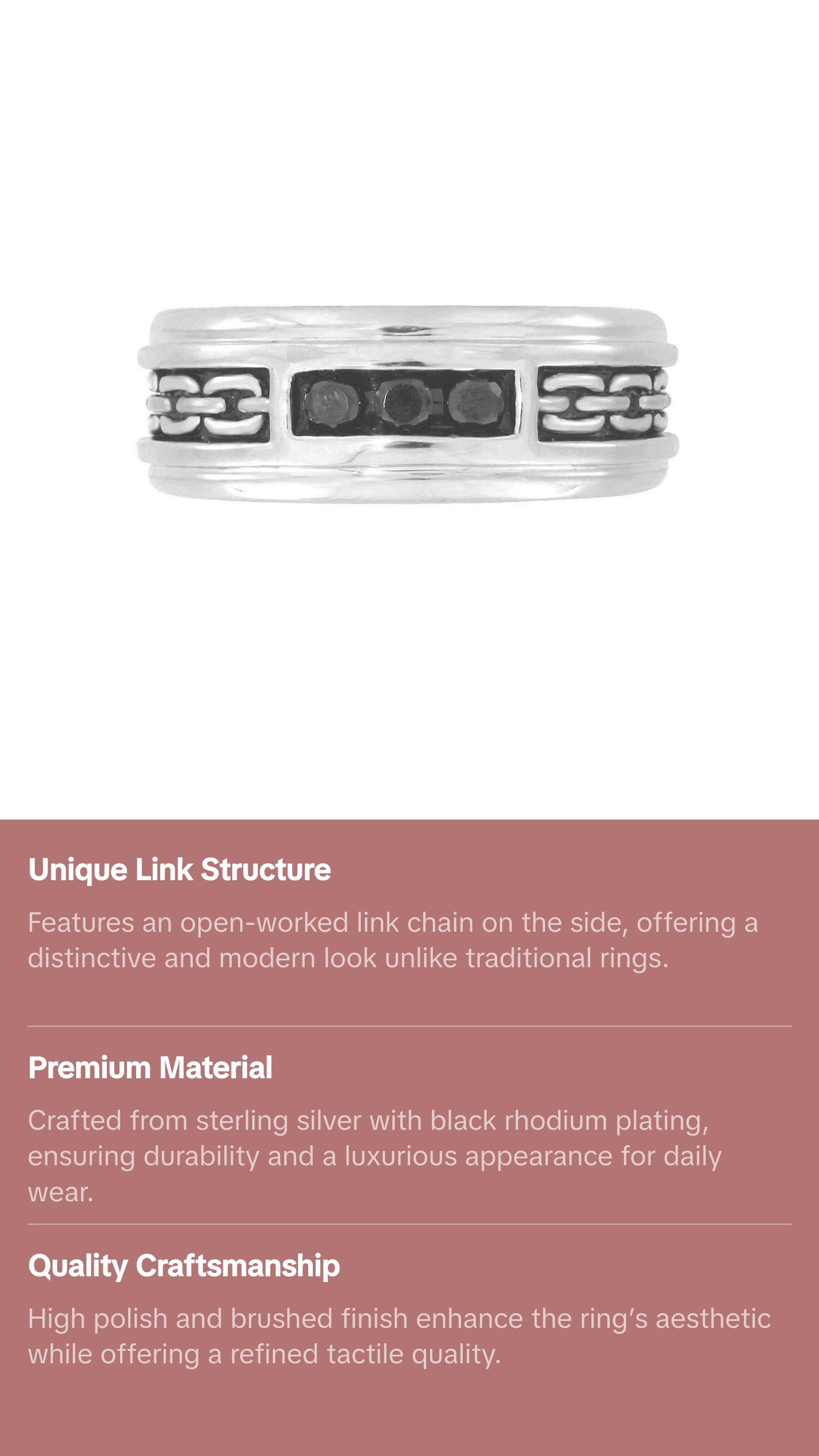 SilveRado™ for Mens 1/4 Carat T.W. Black Diamond Sterling Silver Textured Band Ring for Men