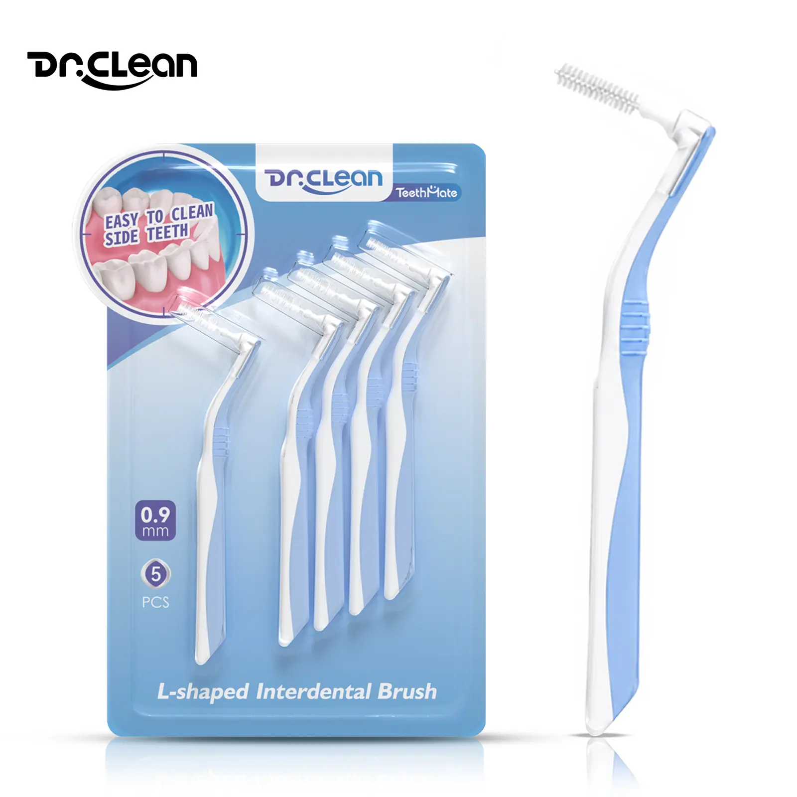 DR.CLEAN Angled L-Shaped Interdental Brushes, 60-Piece Dental Cleaning Brush Kit for Braces & Sensitive Gums, 0.7-1.1mm Soft Bristle Teeth Plaque Remover Tool, Oral Care Supplies, Soft Flossing Toothbrushes, Storage, Teeth Brushes