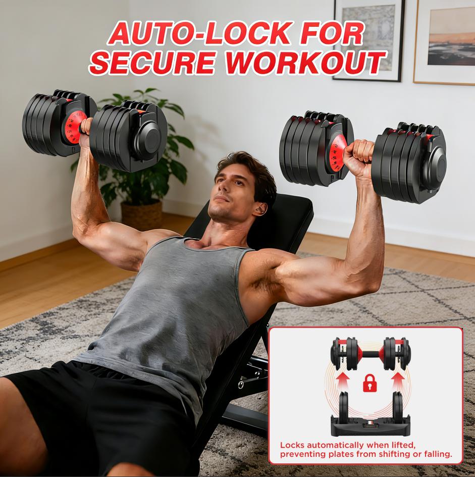 52.5lb Adjustable Dumbbells, 15 in 1 Weights Dumbbells Set, Fast Adjust Weights Set with Anti-Slip Grip, Space Saving for Home Gym