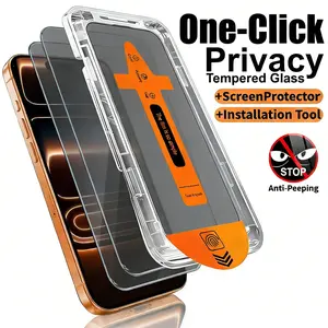 Privacy Tempered Glass Screen Protector for iPhone 16 15 14 & Samsung S24, Fingerprint Proof Screen Protector, Privacy Protection, Fingerprint Resistant, Dust-Free Bubble-Free, Military-Grade Shatterproof Protection screen protector